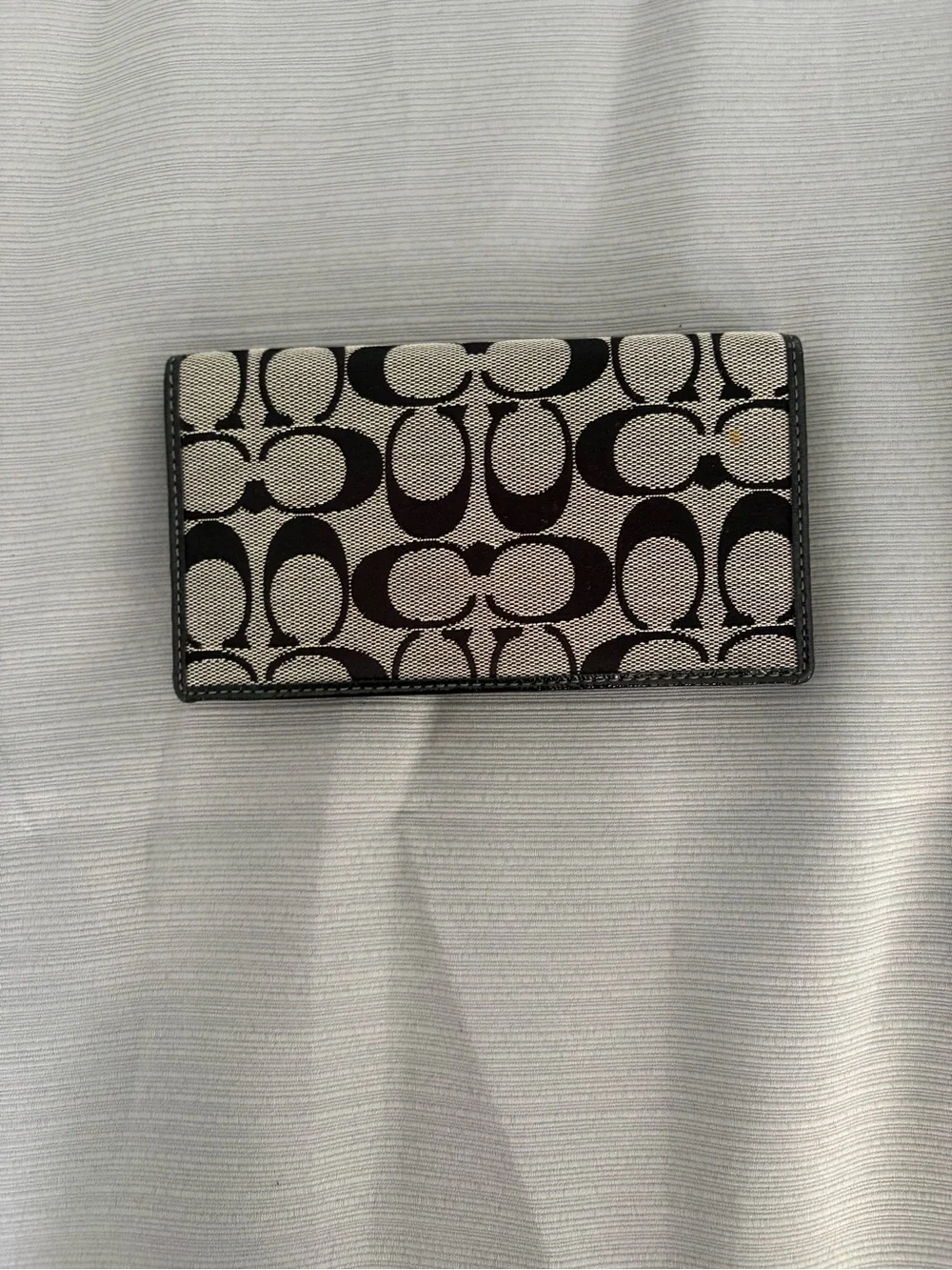 Coach Signature Canvas Continental Wallet in Black and Cream